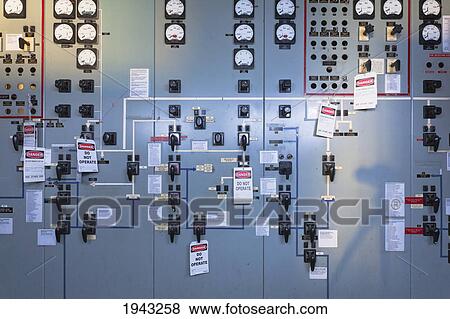 Stock Photo - A Control Panel At An Old Power Plant; Wabamun Alberta Canada. Fotosearch