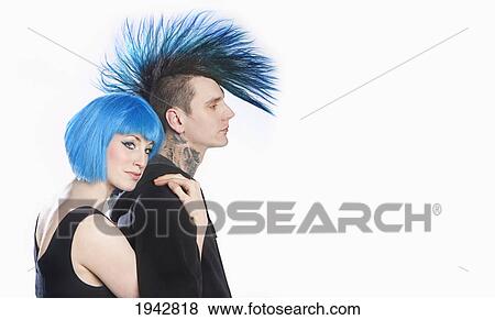 A Couple With Blue Hair; Edmonton Alberta Canada View Large Photo Image Stock Photo - A Couple With Blue Hair; Edmonton Alberta Canada. Fotosearch