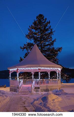 a gazebo with christmas lights; north hatley quebec canada View Large Photo Image Stock Image - a gazebo with christmas lights; north hatley quebec canada. Fotosearch