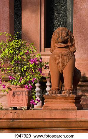 a lion statue at wat ounalom the most important wat of phnom penh; phnom penh cambodia View Large Photo Image Stock Photo - a lion statue at wat ounalom the most important wat of phnom penh; phnom penh cambodia. Fotosearch