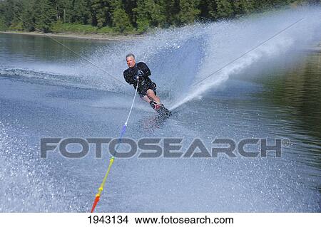 A Man Water Skiing; Troutdale Oregon United States Of America View Large Photo Image Picture - A Man Water Skiing; Troutdale Oregon United States Of America. Fotosearch