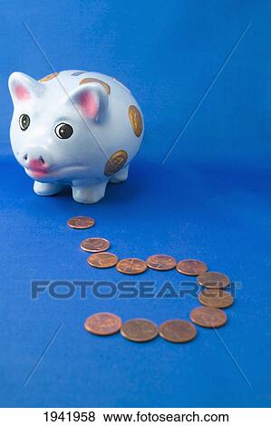 A Piggy Bank With A Trail Of Pennies View Large Photo Image Stock Photo - A Piggy Bank With A Trail Of Pennies. Fotosearch