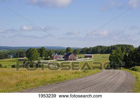 Stock Photo - a road leading to a farm; west bolton quebec canada. Fotosearch