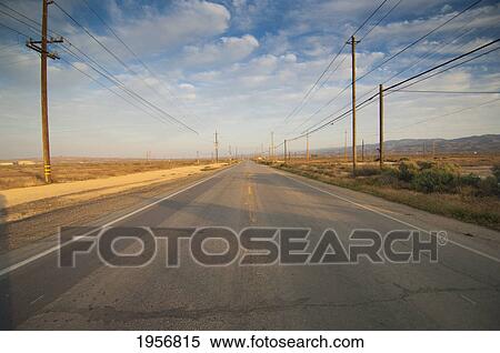 Stock Photography - a road with power lines running on either side; mckittrick california united states of america. Fotosearch