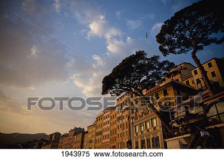 Stock Photography - A Row Of Buildings; Camogli Liguria Italy. Fotosearch