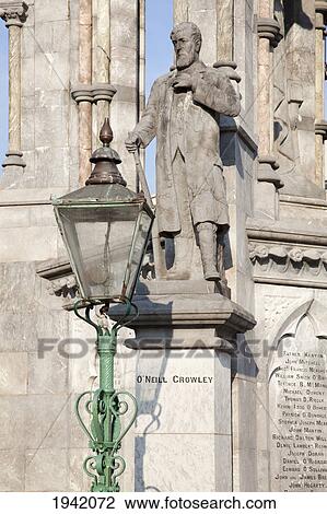 Stock Image - A Statue And Lamp Post At The Mall; Cork City County Cork Ireland. Fotosearch