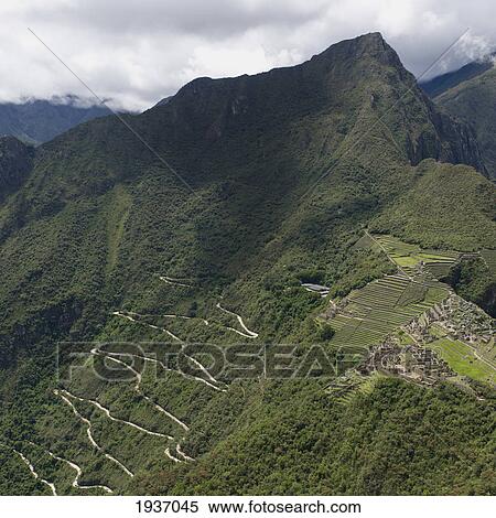 A Winding Road Up The Mountain To Machu Picchu; Peru View Large Photo Image Stock Photography - A Winding Road Up The Mountain To Machu Picchu; Peru. Fotosearch