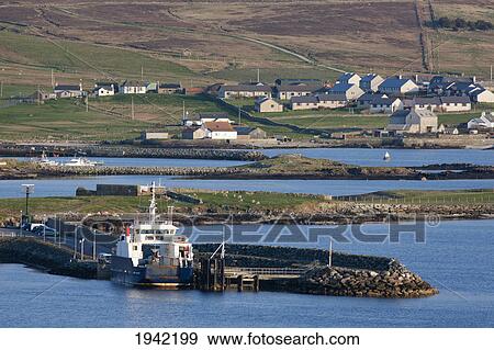 Stock Photo - A Woman Walks On A Sandy Path To The Coast; Shetland Scotland. Fotosearch