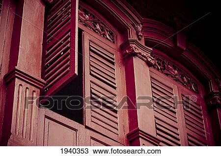 An Open Red Shutter In An Old Colonial House In Downtown; George Town Penang Malaysia View Large Photo Image Stock Image - An Open Red Shutter In An Old Colonial House In Downtown; George Town Penang Malaysia. Fotosearch
