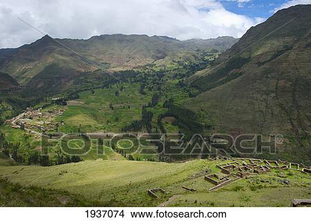 Archaeological Park Of Pisac; Pisac Peru View Large Photo Image Picture - Archaeological Park Of Pisac; Pisac Peru. Fotosearch