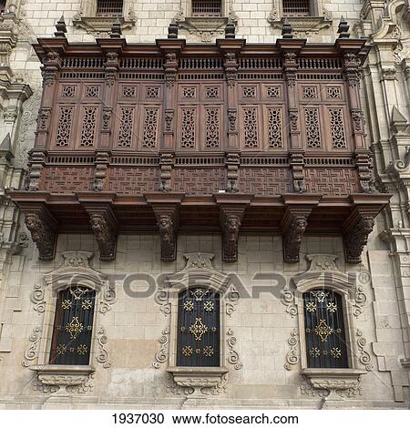 Stock Image - Archbishop's Palace In Plaza Mayor In The City Centre; Lima Peru. Fotosearch
