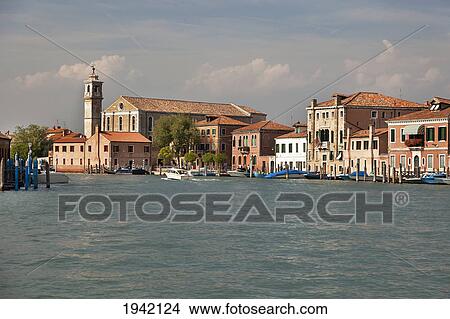 Buildings Along The Canal; Murano Italy View Large Photo Image Picture - Buildings Along The Canal; Murano Italy. Fotosearch