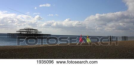 Burnt Out Pier; Brighton, East Sussex, England View Large Photo Image Stock Photograph - Burnt Out Pier; Brighton, East Sussex, England. Fotosearch
