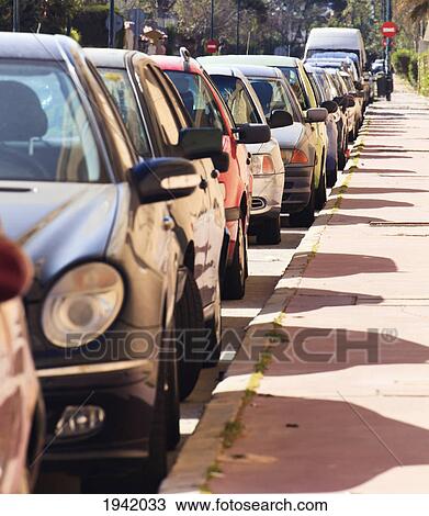 Cars Parked In Line On Street; Malaga Spain View Large Photo Image Stock Image - Cars Parked In Line On Street; Malaga Spain. Fotosearch