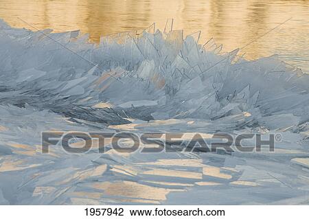 Stock Image - chunks of ice on the north shores of lake superior; grand portage minnesota united states of america. Fotosearch