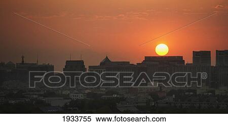 City Skyline At Sunset; Beijing, China View Large Photo Image Stock Photography - City Skyline At Sunset; Beijing, China. Fotosearch