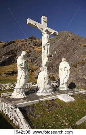 Crucifix And Holy Statues At The Top Of Healy Pass; County Cork Ireland View Large Photo Image Stock Photo - Crucifix And Holy Statues At The Top Of Healy Pass; County Cork Ireland. Fotosearch