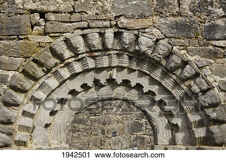 Stock Image - Detail Of Arched Entrance To Dysert O'dea Church And Monastery; County Clare Ireland. Fotosearch