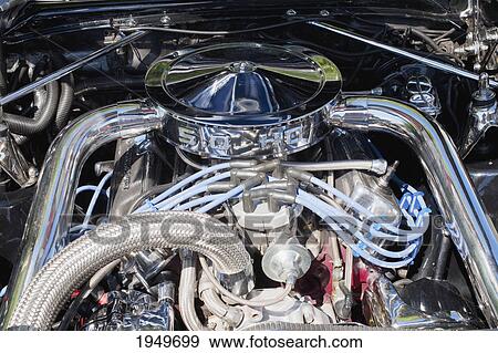 Stock Photo - engine in a hot rod car; marieville quebec canada. Fotosearch