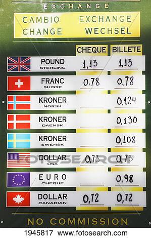 exchange rates posted outside change shop; nerja malaga province costa del sol spain View Large Photo Image Stock Photo - exchange rates posted outside change shop; nerja malaga province costa del sol spain. Fotosearch