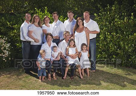 Stock Image - family portrait with three generations; moraga california united states of america. Fotosearch