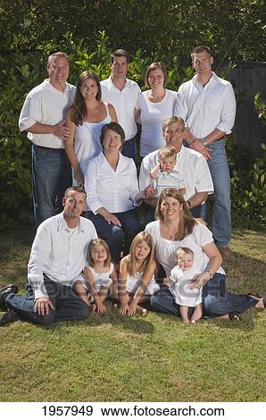 Stock Photo - family portrait with three generations; moraga california united states of america. Fotosearch