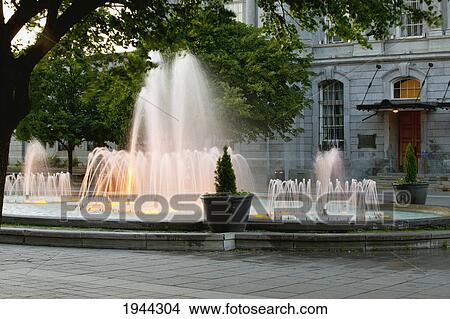 fountain at place vauquelin; montreal quebec canada View Large Photo Image Picture - fountain at place vauquelin; montreal quebec canada. Fotosearch