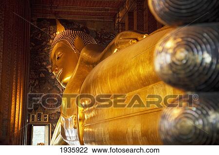 Golden Buddha At Wat Pho, Temple Of The Reclining Buddha; Bangkok, Thailand View Large Photo Image Stock Image - Golden Buddha At Wat Pho, Temple Of The Reclining Buddha; Bangkok, Thailand. Fotosearch