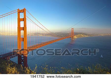 Stock Image - Golden Gate Bridge At Sunset; San Francisco California Usa. Fotosearch