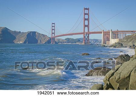 Stock Image - Golden Gate Bridge From Baker Beach; San Francisco California United States Of America. Fotosearch