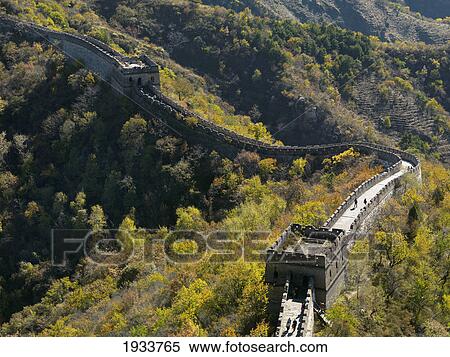 Stock Photography - High Angle View Of Mutianyu Section Of The Great Wall Of China; Beijing, China. Fotosearch