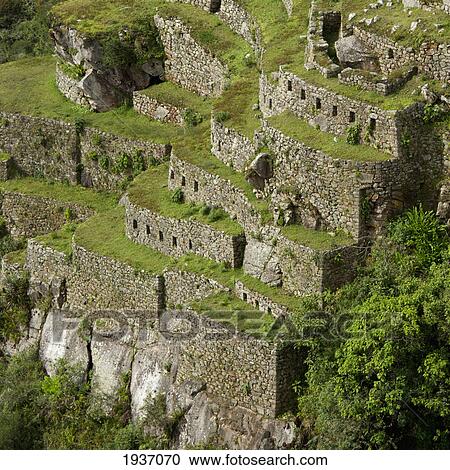 High Angle View Of Stone Structures At Machu Picchu; Peru View Large Photo Image Stock Image - High Angle View Of Stone Structures At Machu Picchu; Peru. Fotosearch