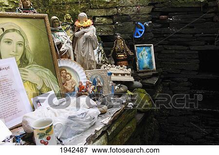 Stock Photo - Holy Statues And Pictures At St. Brigid's Well; Liscannor County Clare Ireland. Fotosearch