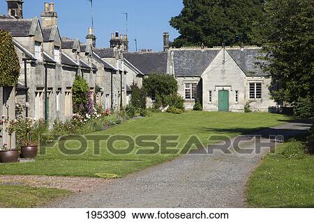 Stock Photo - houses in a row; rock northumberland england. Fotosearch