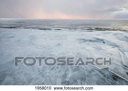 Stock Image - ice chunks on lake superior; grand portage minnesota united states of america. Fotosearch