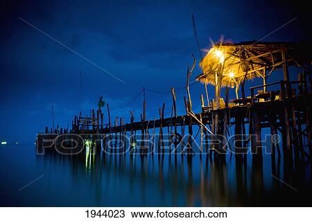 Lights On A Wooden Pier Leading Out In The Water At Night; Kho Samet Thailand View Large Photo Image Stock Image - Lights On A Wooden Pier Leading Out In The Water At Night; Kho Samet Thailand. Fotosearch