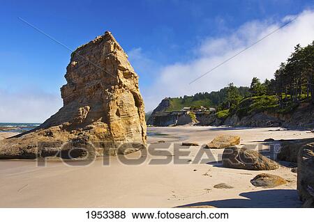 Stock Photo - low tide and rock formations at otter rock beach; oregon united states of america. Fotosearch