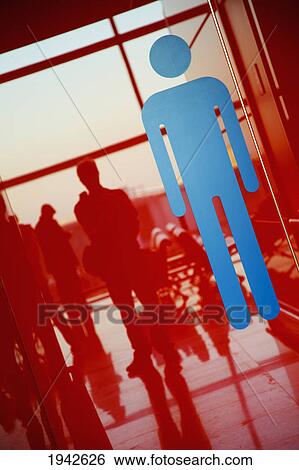 Stock Photograph - Men's Room Symbol In Airport; Beijing China. Fotosearch