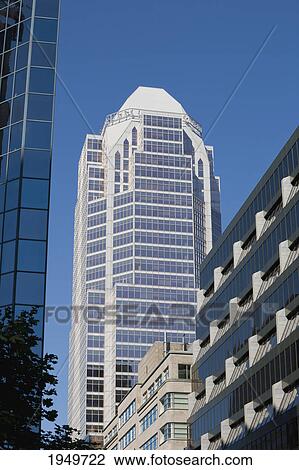 Stock Image - montreal office towers dominated by place de la cathedrale; montreal quebec canada. Fotosearch