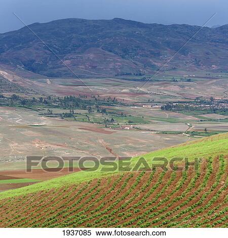 Stock Photography - Mountain And Valley Landscape; Sacred Valley Peru. Fotosearch