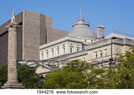 Stock Photograph - old courthouse building and lord nelson monument; montreal quebec canada. Fotosearch