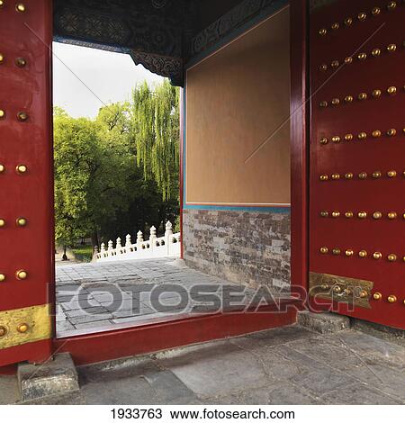 Stock Image - Open Xihe Gate Of The Forbidden City; Beijing, China. Fotosearch