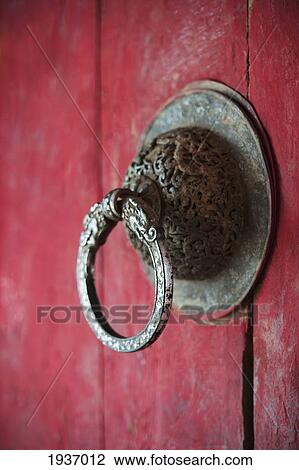 Ornate Door Handle On A Red Wooden Door; Bhutan View Large Photo Image Stock Image - Ornate Door Handle On A Red Wooden Door; Bhutan. Fotosearch