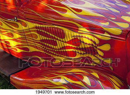 Stock Image - paint job on a hot rod; marieville quebec canada. Fotosearch