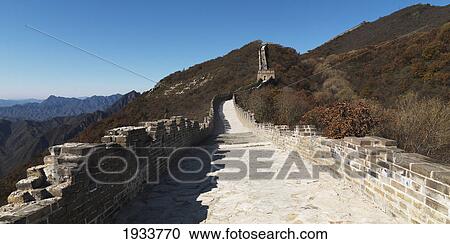 Stock Image - Path Along The Mutianyu Section Of The Great Wall Of China; Beijing, China. Fotosearch