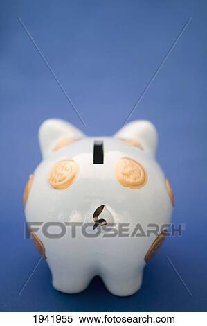 Piggy Bank Against A Blue Background View Large Photo Image Stock Photography - Piggy Bank Against A Blue Background. Fotosearch