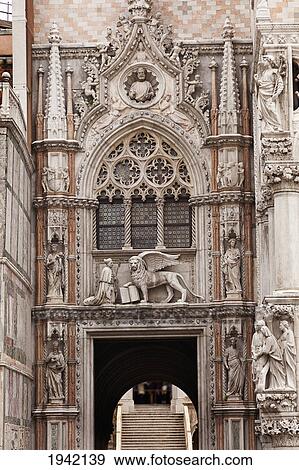 Stock Photo - Porta Della Carta Gate To The Doge's Palace; Venice Italy. Fotosearch