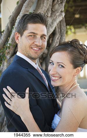 Stock Photography - portrait of a bride and groom; oakland california united states of america. Fotosearch