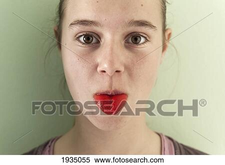 Portrait Of Girl Sticking Out Her Bright Red Tongue View Large Photo Image Stock Photography - Portrait Of Girl Sticking Out Her Bright Red Tongue. Fotosearch