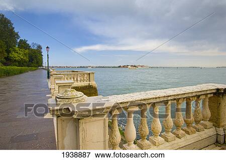Stock Photo - Promenade Along The Water; Venice Veneto Italy. Fotosearch